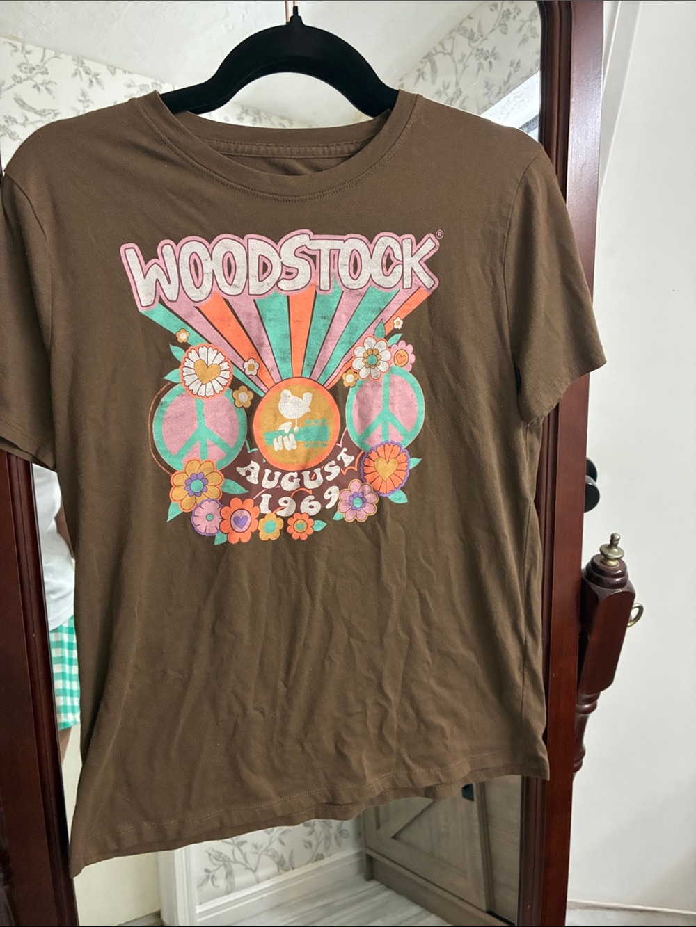 abercrombie kids Brown Woodstock Graphic Tee with Pink & Teal Accents